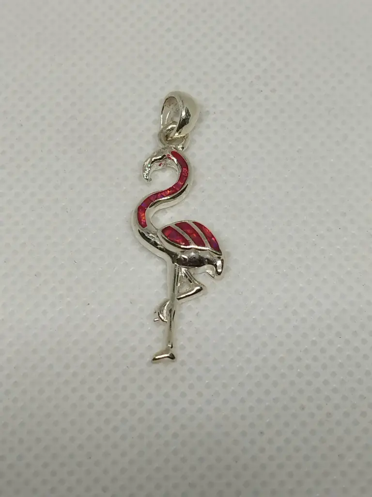 FLAMINGO EN PLATA Y OPALO